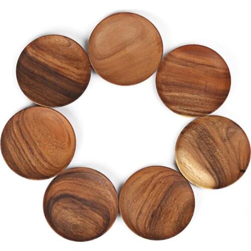 Creative Solid Wood Snack Plate Round Fruit Dishes Wooden Saucer Tea Tray Dessert Dinner Breakfast Plate Kitchen Tableware