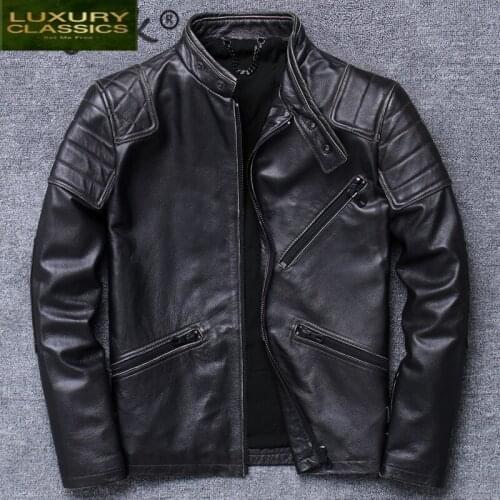 Genuine Leather Jacket 100% Men Clothes 2021 Winter Real Cow Leather Jackets Natural Leather Coat Jaqueta De Couro 0218