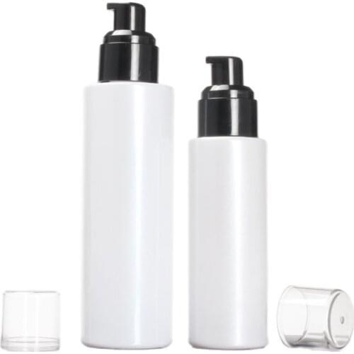 100ml frosted/green/blue/white glass bottle black pump clear lid for serum/lotion/emulsion/foundation/gel cosmetic packing