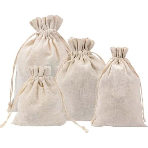 New Dropshipping Wholesale Price Natural Resuable Jute Linen Drawstring Pouch Packaging Gift Bag Logo Printed Jewelry Bag