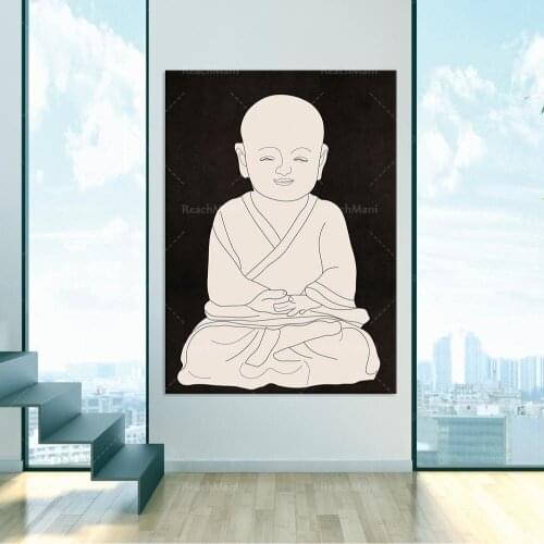 Little Buddha Minimalist Line Art Drawing Print, Printable Buddha Drawing Wall Art, Instant Download Buddha Drawing