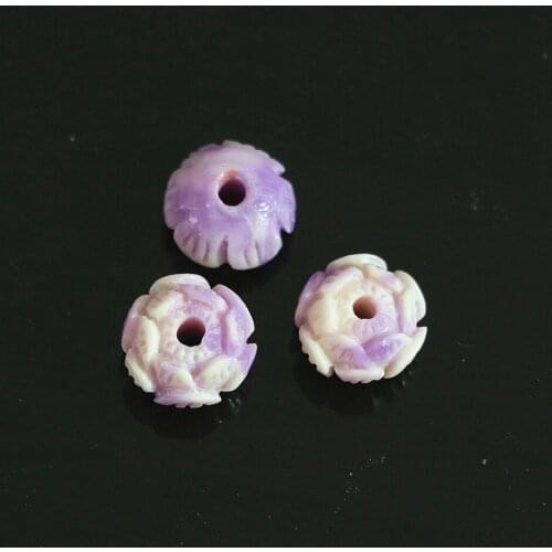Fashion purple artificial shell lotus flower beads 7*10mm diy accessories charms women men jewelry 10pcs B904