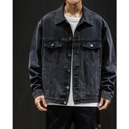 Outwear Casual Jeans Jackets Denim Oversize BLACK For MenS Spring Autumn Pocket Fashion Design 2021