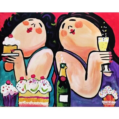 JMINE Div 5D fat woman wine Full Diamond Painting cross stitch kits art High Quality Cartoon 3D paint by diamonds