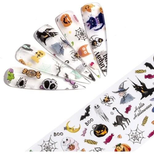 Factory Sales 4*100cm Nail Holographic Foil Set Christmas Holloween Design Laser Transfer Nail Sticker Nail Foil 500rolls