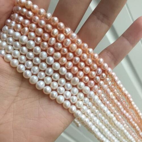 Natural freshwater pearl 5-5.5mm round gemstone beads for 925 sterling silver Jewelry Making Necklace Bracelet 15inch ICNWAY