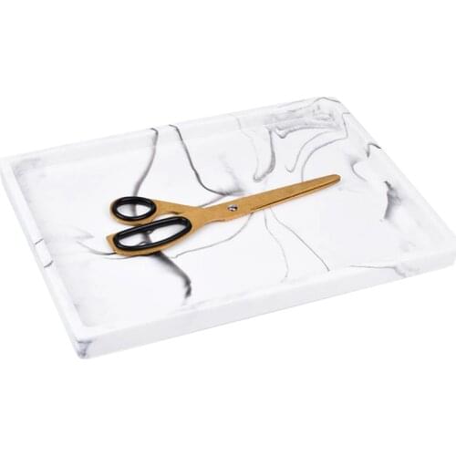 Vanity Tray, Toilet Tank Storage Tray, Resin Bathtub Tray Bathroom Tray Marble Pattern Tray, Vanity Organizer for Tissues, Candl