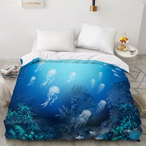 1PCS Duvet Cover,3D Print Quilt Cover 240x220/200x200/140x200/180x210,OceanWorld Jellyfish Bedding King/Queen/Double Drop Ship