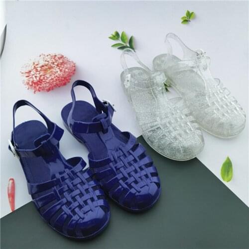 Breathable Beach Sandal Woman Luxury Shoes Closed Toe Summer Heels Suit Female Beige Large Size Comfort Girls Retro Round Jelly