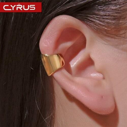 Punk Wide Version Ear Clip for Women Men Couple Earrings Silver Color Ear Cuffs Retro Geometric Ear Bone Clip Simple Jewelry