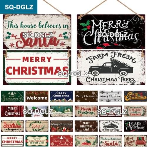 [SQ-DGLZ] Christmas Wooden Sign New Year Gifts Plate Plaque Wood Plaque Pub Wall Decoration Pendant Door Hanging Sign Home Decor