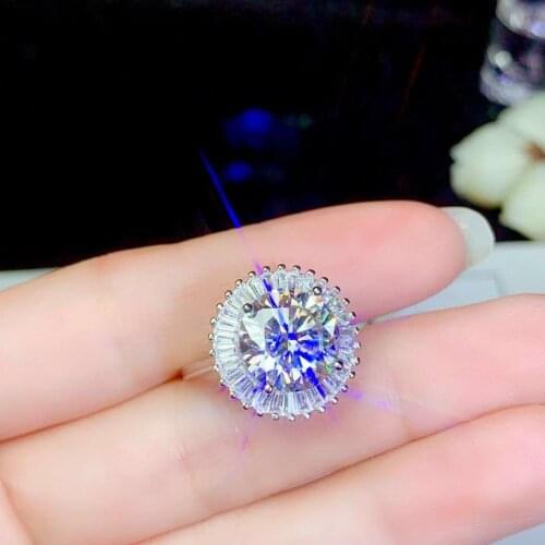 Super big size shinning natural moissanite gem ring jewelry real 925 silver party gift 11*11mm size good sparkling