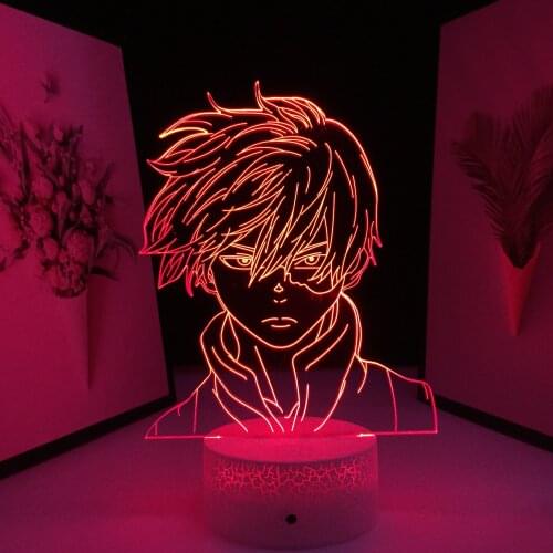 Anime LED Night Light My Hero Academia Shoto Todoroki Lamp for Room Deco Birthday Gift Shoto Todoroki Manga 3D Table Lamp