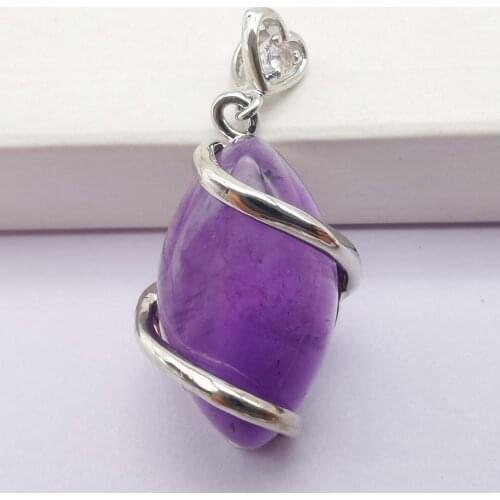 Purple Crystal Stone Bead GEM Horse Eye Pendant Jewelry For Gift S511
