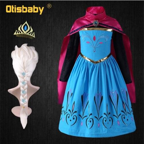 Girl Elsa Coronation Dress Up Halloween Snow Queen Elza Princess Costume Girls Long Sleeve Princess Elsa Party Cosplay Costumes