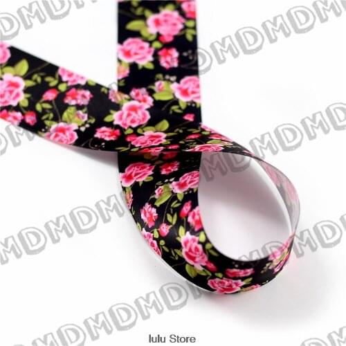 100 Yards 9mm-75mm Size Satin Ribbon Printed With Rose Flower DIY Handmade Gift Wrapping, Packing Webbing MD161026-15-5675