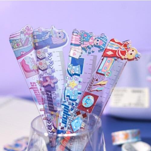 15CM Poker Fantasy Student Acrylic Ruler Multifunction DIY Drawing Tools Double-duty School Office Stationary Supplies Escolar