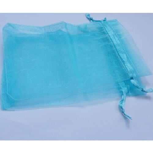 300pcs 9*12 Lake blue gift bags for jewelry/wedding/christmas/birthday Organza Bags with handles Packaging Yarn bag