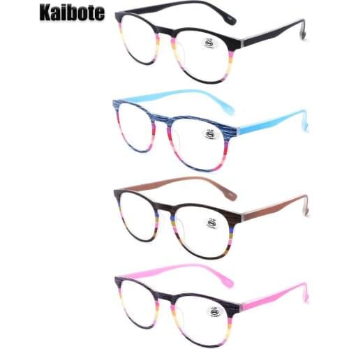 Kaibote Super Valued Pack 4 Pairs Fashion Womens Reading Glasses Colorful Oval Frame High Quality Presbyopic Eyeglasses Female