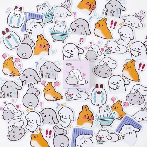 45PCS/box Cute New Lop Rabbit Paper Lable Sealing Stickers Crafts Scrapbooking Decorative Lifelog DIY Stationery