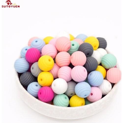 Sutoyuen 50pc Silicone Beads 15mm Thread Spiral Beads Silicone Chewable DIY Beads Pacifier Teething Toy Accessories Baby Teether