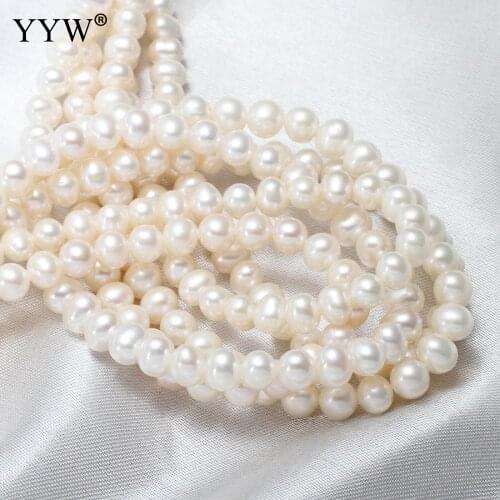 AAA Quality 100% Real Natural Freshwater Pearl Nuggets white 6-7mm Loose Beads for Jewelry Making DIY Strand 15.5 Inches