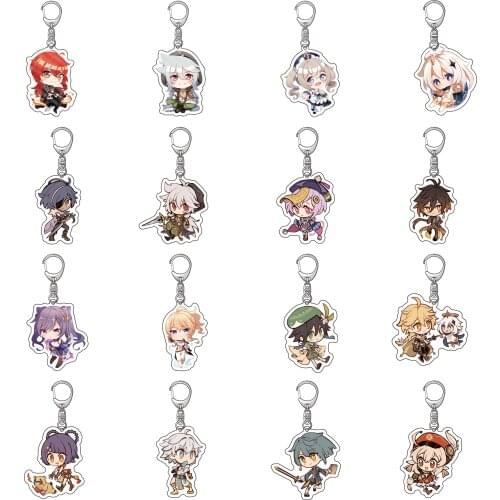 ACG game Genshin Impact cute Lumine Jean Amber Lisa kaeya Barbara Diluc Razor Venti Klee Mona Acrylic figure keychain pendant