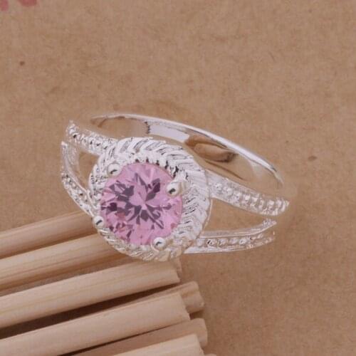 AR133 Hot Sale Silver Plated Jewelry,Wholesale Factory Price Free Shipping Fashion Simple Bi-Wring Inlaid Red Stone Ring