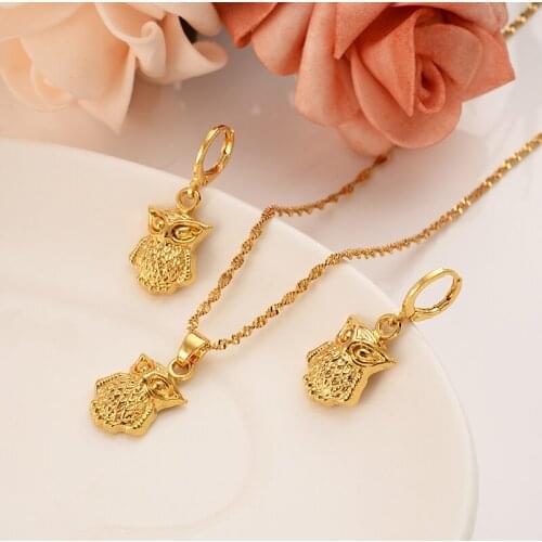 Bangrui owl Jewelry sets Classical Necklaces Earrings Set Gold Color & Brass,Arab/Africa Wedding Brides Dowry gift