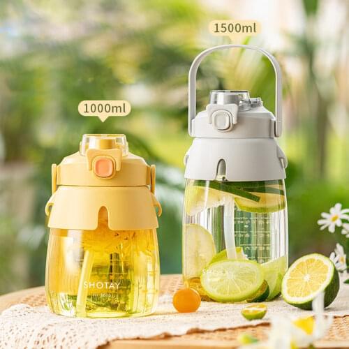 1300ML Straw Cup Plastic Water Bottle Bpa Free Outdoor Transparent Juice Drinking Cup Suitable For Adult Children Bottle