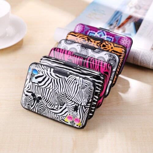 Zebra Bank Card Holder RFID Aluminum Wallet Fashion Card Protector Purse for Women