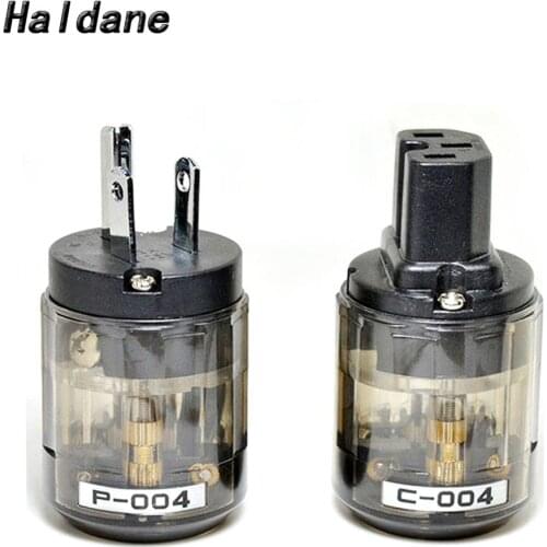 Haldane pair HIFI P-004/P-004E Rhodium Plated US Power Plug & C-004 IEC Connector Audio AMP CD US AC Power Cord Connector Plug
