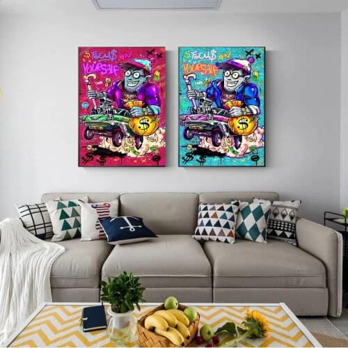 Make money never sleep boy car game canvas painting on the wall art posters and prints graffiti art wall pictures home decor