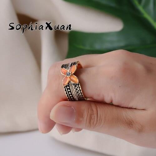 SophiaXuan Hawaiian Couple Ring New Design Polynesian Alloy Jewelry Finger Ring Wholesale Fashion Ring 2021 Trend for Women Gift
