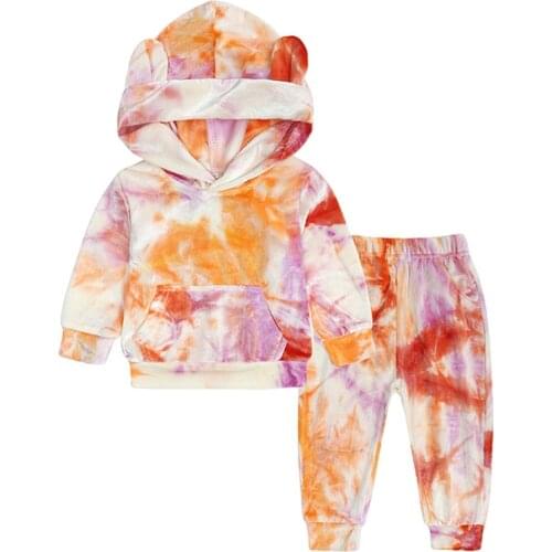 Baby Boy Clothes Suit Fashion Tie Dye Children Hooded Tracksuit Sports Outfit Spring Autumn Long Sleeve Toddler Girl Pajamas Set