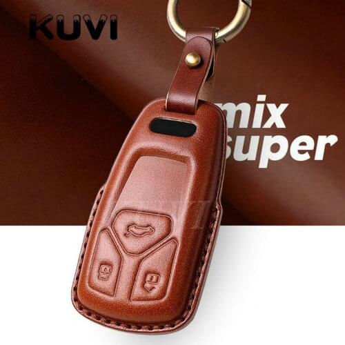 Leather Car Key Cover Case Shell Protective Bag For Audi A6 A5 Q7 S4 S5 A4 B9 Q7 A4L 4m TT TTS RS 8S 2016 2017 2018 Accessories