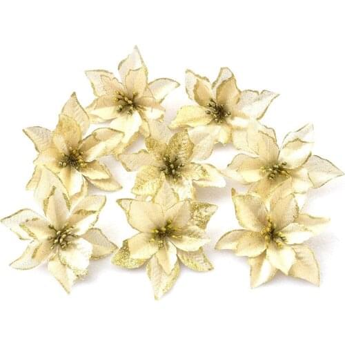 Best 16Pcs/Set Christmas Tree Drop Hanging Glitter Pendants Ornaments Christmas Flower Garden Decorations