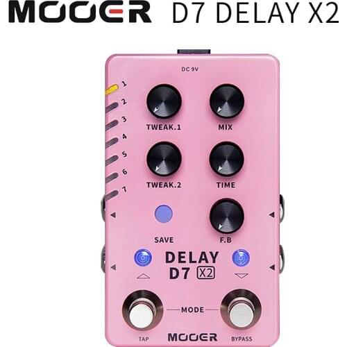Mooer D7 delay x2 electric guitar single effector, double nail stereo delay effector, box piano