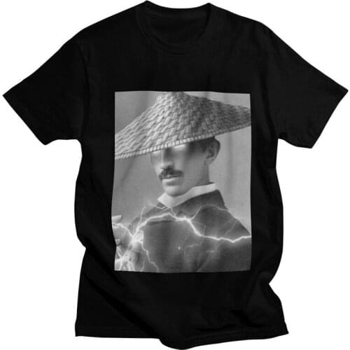 Mens Mortal Kombat Nikola Tesla T-Shirt Graphic Scientists Physics Science Energy Tshirt Short Sleeve T Shirt Cotton Tee Tops