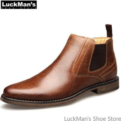 Top Quality British Men Boots Spring Autumn Shoes Fashion Slip on Boots Breathable Genuine Leather Male Botas Hombre Plus Size