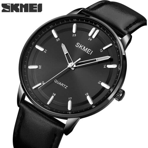 Mens Watches Top Luxury Brand Waterproof Sport Wrist Watch Chronograph Quartz Military Genuine Leather Relogio Masculino SKMEI