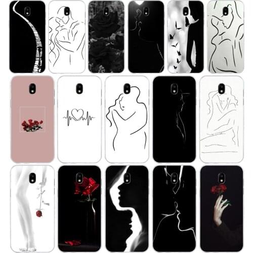 242H Art White Line Kiss Love Heart Soft Silicone Tpu Cover phone Case for Samsung j3 j5 j7 2016 2017 a3 2016 a5 2017 a6 2018