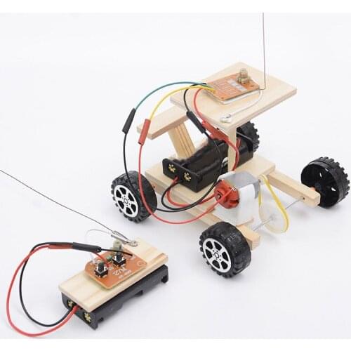 DIY Wireless Remote Control Racing Model Kit Wood Kids Physical Science Experiments Toy Set Boy Assembled Car Educational Toy