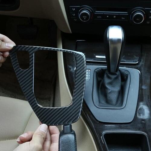 Real Carbon Fiber Center Console Gear Panel Sticker Trim for BMW 3 Series E90 E92 E93 2005-2012 RHD And LHD Vehicles Accessories