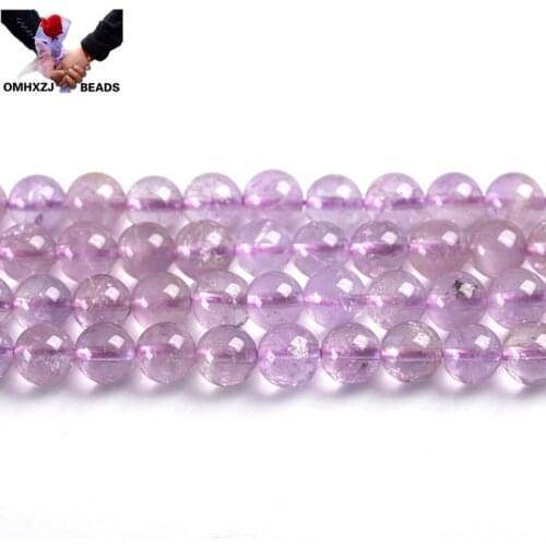 OMH Wholesale JD66 46 8 10 12mm Natural Jewelry DIY Making Bracelet Necklace Natural AAA Purple Crystal Loose Spacer Round Beads