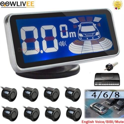 OOWLIVEE Car LCD Display Front with Reversing Parkronics 4/6/8 Parking Sensors Voice/Beep Radar Detector Buzzer Rear Bumper Bus
