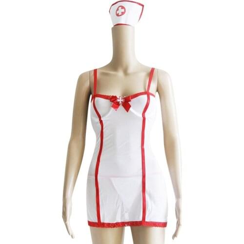 Wholesale Sexy Lingerie Hot Nurse Costume Outfit Transparent Nightshift Nurse Dress Up Costume White Fancy Dress Hen Party