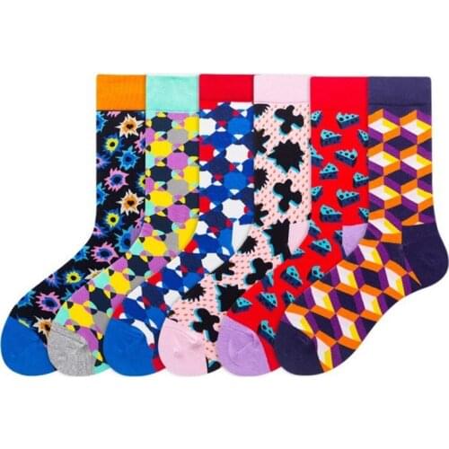 Peonfly Pair 1 Men Happy Funny Cute Cartoon Geometry Pizza Puzzle Casual Streetwear Harajuku Skate Fashion Cotton Socks