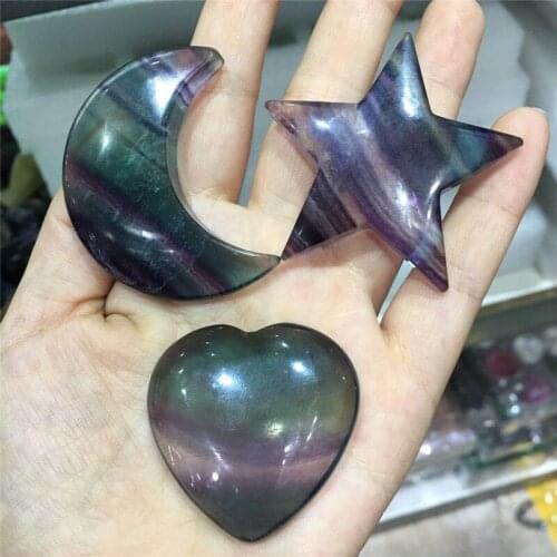 Natural crystal color fluorite star moon sun pendant bracelet necklace accessories DIY Hand made material Random delivery