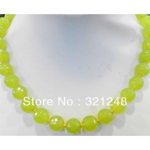 Discount!!DIYRare10mm Yellow Faceted Peridot Round Beads Necklace 18" beads jewelry making AAA+++ MY156